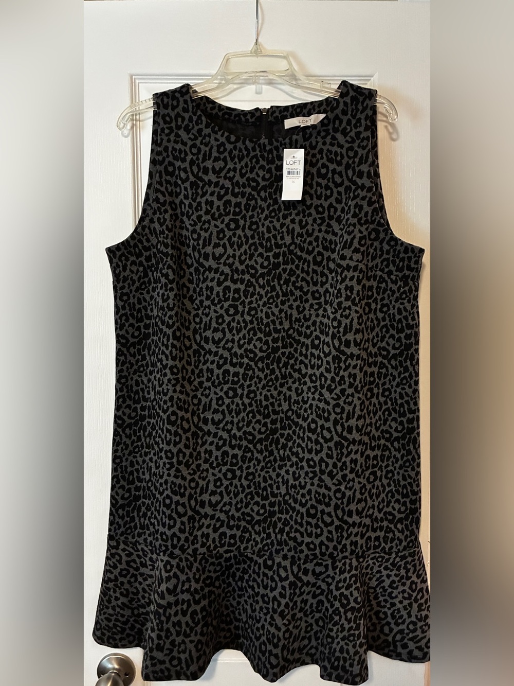 LOFT Black & Gray Leopard Print Sheath Dress